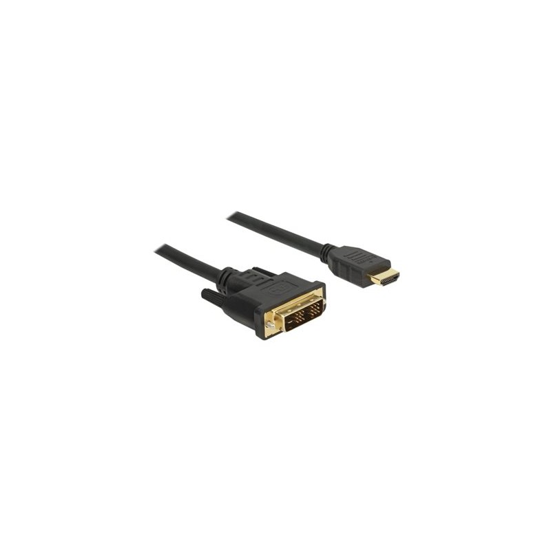 Delock - Kabel adaptéru - jeden spoj - HDMI s piny (male) do DVI-D s piny (male) - 3 m - trojnásobně stíněný - černá - křídlové