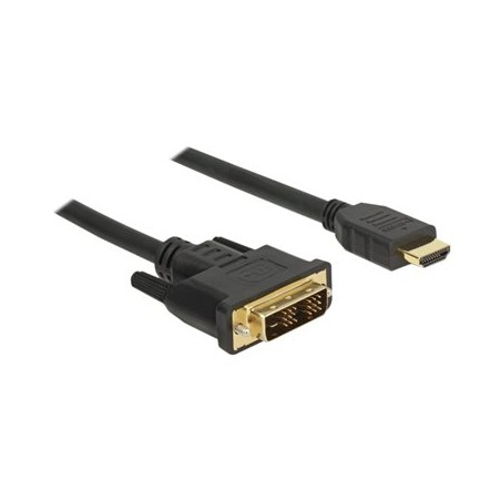 Delock - Kabel adaptéru - jeden spoj - HDMI s piny (male) do DVI-D s piny (male) - 3 m - trojnásobně stíněný - černá - křídlové