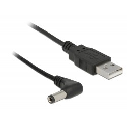 Delock - Elektrický kabel - DC jack 5,5 x 2,5 mm (M) pravoúhlý do USB (pouze napájení) (M) - 1.5 m - černá