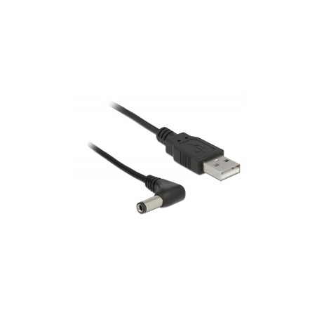 Delock - Elektrický kabel - DC jack 5,5 x 2,5 mm (M) pravoúhlý do USB (pouze napájení) (M) - 1.5 m - černá