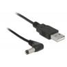 Delock - Elektrický kabel - DC jack 5,5 x 2,5 mm (M) pravoúhlý do USB (pouze napájení) (M) - 1.5 m - černá