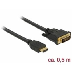 Delock - Kabel adaptéru - HDMI s piny (male) do DVI-D s piny (male) - 50 cm - trojnásobně stíněný - černá - křídlové šrouby