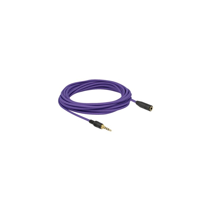 Delock - Prodlužovací šňůra audio - 4 pólový mini jack se zdířkami (female) do 4 pólový mini jack s piny (male) - 5 m - fialová