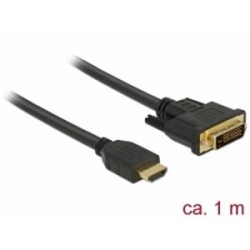 Delock - Kabel adaptéru - HDMI s piny (male) do DVI-D s piny (male) - 1 m - trojnásobně stíněný - černá - křídlové šrouby