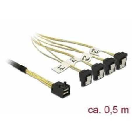Delock - Kabel SATA/SAS - SAS 6Gbit/s - 4 x Mini SAS HD (SFF-8643) (Z) do SATA (R) úhlový - 50 cm