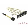 Delock - Kabel SATA/SAS - SAS 6Gbit/s - 4 x Mini SAS HD (SFF-8643) (Z) do SATA (R) úhlový - 50 cm