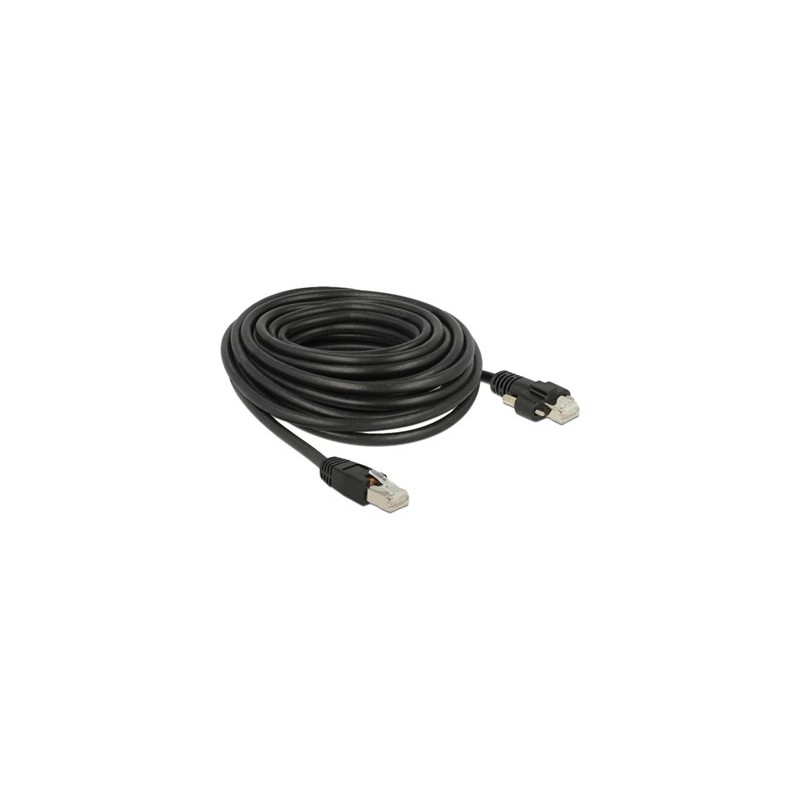 Delock - Patch kabel - RJ-45 (M) šroubovací do RJ-45 (M) - 10 m - stínený stocený pár vodicu s mrížkou (SSTP) - CAT 6 - cerná