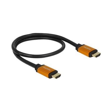 Delock - HDMI kabel - HDMI s piny (male) do HDMI s piny (male) - 50 cm - trojnásobně stíněný - černá, zlatá - podpora 8K