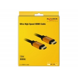 Delock - HDMI kabel - HDMI s piny (male) do HDMI s piny (male) - 1.5 m - trojnásobně stíněný - černá, zlatá - podpora 8K