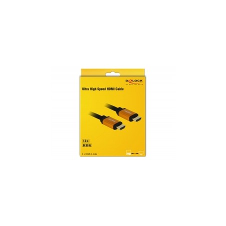 Delock - HDMI kabel - HDMI s piny (male) do HDMI s piny (male) - 1.5 m - trojnásobně stíněný - černá, zlatá - podpora 8K
