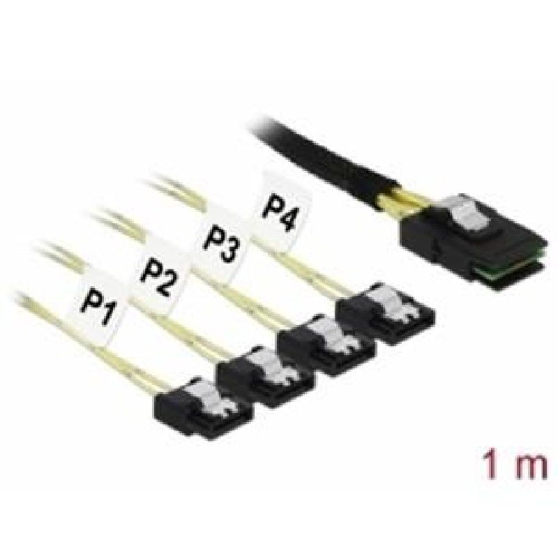 Delock - Kabel SATA/SAS - SAS 6Gbit/s - Mini SAS (SFF-8087) (M) do 4 x SATA (R) - 1 m