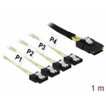 Delock - Kabel SATA/SAS - SAS 6Gbit/s - Mini SAS (SFF-8087) (M) do 4 x SATA (R) - 1 m