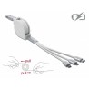 Delock - Kabel Lightning - USB s piny (male) do Micro USB typ B, Lightning, USB-C s piny (male) - 98 cm - bílá - vysunutelný