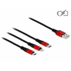 Delock 3 in 1 - Kabel pouze pro nabíjení - USB s piny (male) do Micro USB typ B, Lightning, USB-C s piny (male) - 30 cm