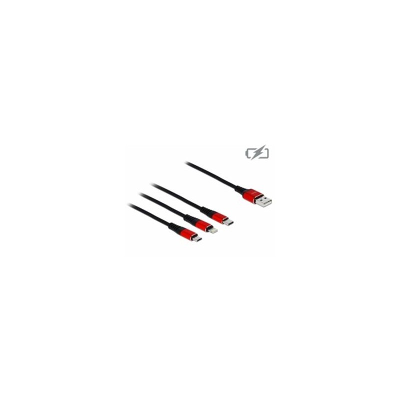 Delock 3 in 1 - Kabel pouze pro nabíjení - USB s piny (male) do Micro USB typ B, Lightning, USB-C s piny (male) - 30 cm