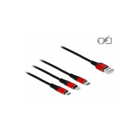 Delock 3 in 1 - Kabel pouze pro nabíjení - USB s piny (male) do Micro USB typ B, Lightning, USB-C s piny (male) - 30 cm