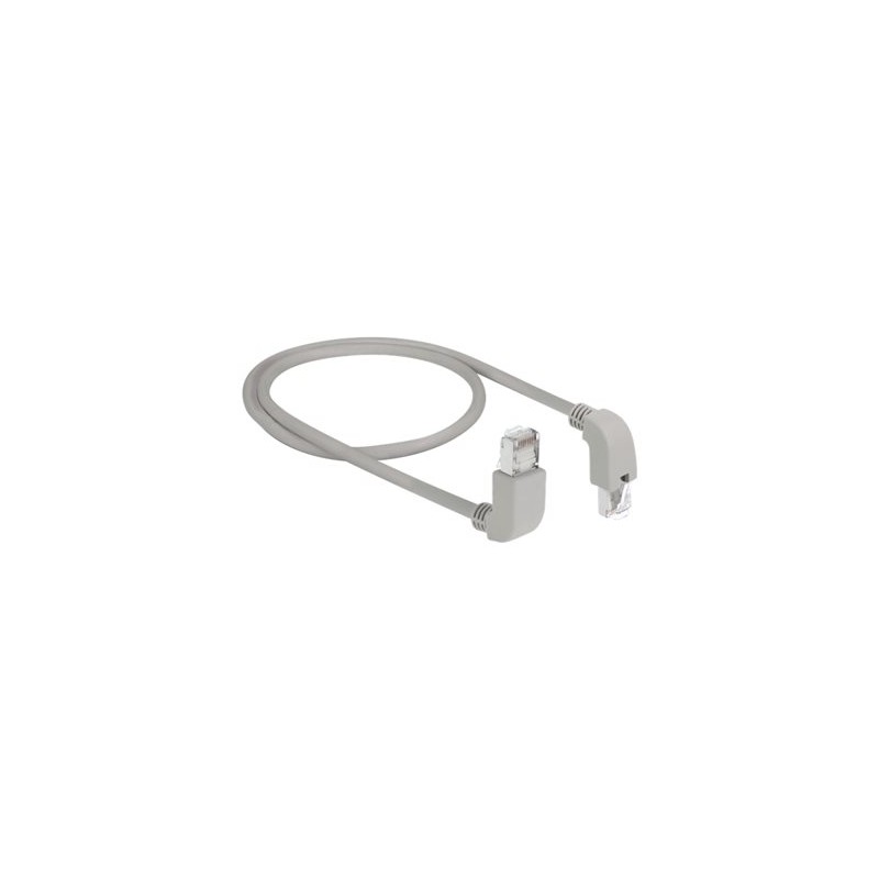 Delock - Patch kabel - RJ-45 (M) zahnutí nahoru do RJ-45 (M) zahnutí dolů - 1 m - S/FTP - CAT 6a - bootovaný, neobsahuje