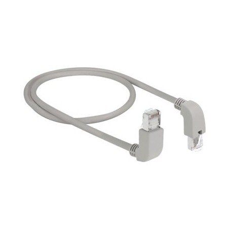 Delock - Patch kabel - RJ-45 (M) zahnutí nahoru do RJ-45 (M) zahnutí dolů - 1 m - S/FTP - CAT 6a - bootovaný, neobsahuje