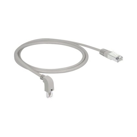 Delock - Patch kabel - RJ-45 (M) zahnutí dolů do RJ-45 (M) rovné - 1 m - S/FTP - CAT 6a - neobsahuje halogen - šedá