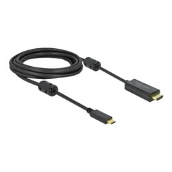 Delock - Kabel video/audio - 24 pin USB-C s piny (male) do HDMI s piny (male) - 3 m - černá - podporuje 4K, aktivní