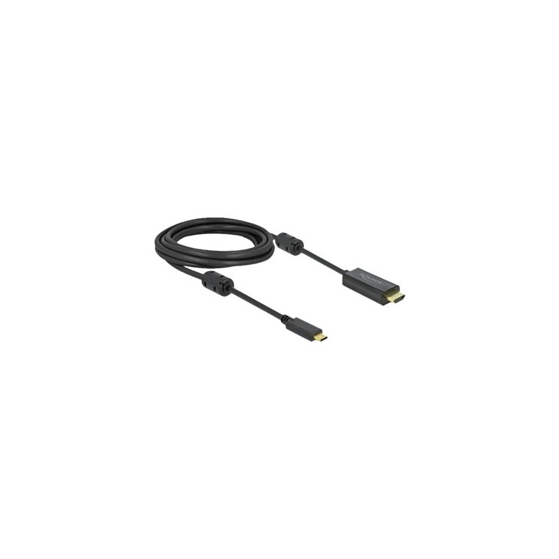 Delock - Kabel video/audio - 24 pin USB-C s piny (male) do HDMI s piny (male) - 3 m - černá - podporuje 4K, aktivní