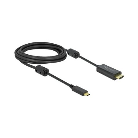 Delock - Kabel video/audio - 24 pin USB-C s piny (male) do HDMI s piny (male) - 3 m - černá - podporuje 4K, aktivní
