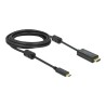 Delock - Kabel video/audio - 24 pin USB-C s piny (male) do HDMI s piny (male) - 3 m - černá - podporuje 4K, aktivní