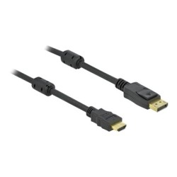 Delock - Kabel adaptéru - DisplayPort s piny (male) zamykací do HDMI s piny (male) - 10 m - trojnásobně stíněný - černá