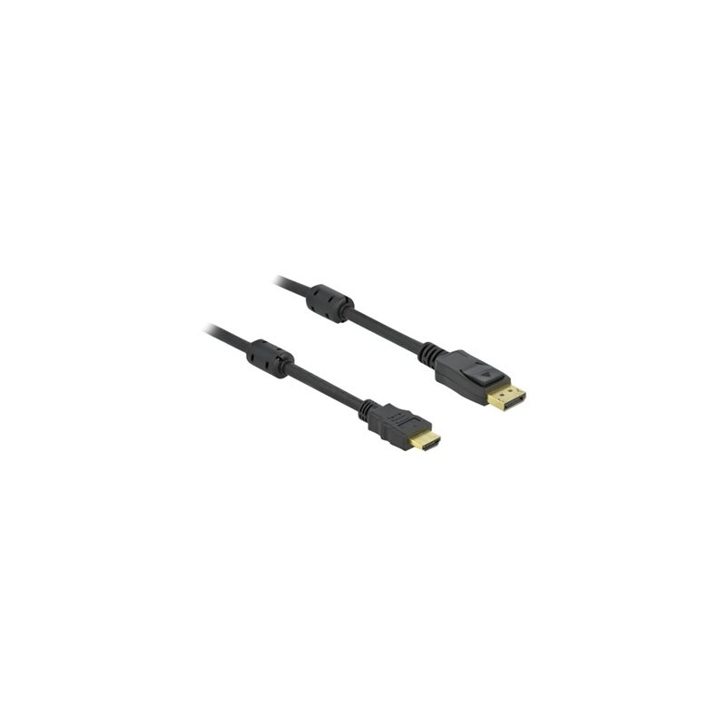 Delock - Kabel adaptéru - DisplayPort s piny (male) zamykací do HDMI s piny (male) - 10 m - trojnásobně stíněný - černá