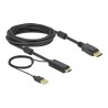 Delock - Kabel video/audio - HDMI, USB (pouze napájení) s piny (male) do DisplayPort s piny (male) - 5 m - trojnásobně stíněný