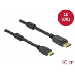 Delock - Kabel adaptéru - DisplayPort s piny (male) zamykací do HDMI s piny (male) - 10 m - trojnásobně stíněný - černá