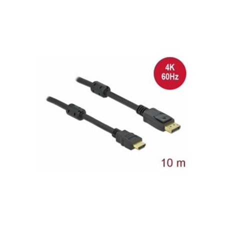 Delock - Kabel adaptéru - DisplayPort s piny (male) zamykací do HDMI s piny (male) - 10 m - trojnásobně stíněný - černá