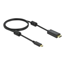 Delock - Kabel video/audio - 24 pin USB-C s piny (male) do HDMI s piny (male) - 1 m - černá - podporuje 4K, aktivní