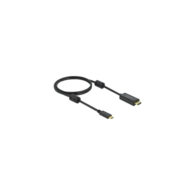 Delock - Kabel video/audio - 24 pin USB-C s piny (male) do HDMI s piny (male) - 1 m - černá - podporuje 4K, aktivní