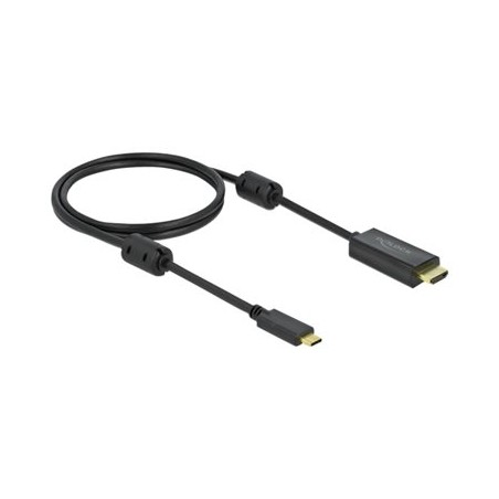 Delock - Kabel video/audio - 24 pin USB-C s piny (male) do HDMI s piny (male) - 1 m - černá - podporuje 4K, aktivní