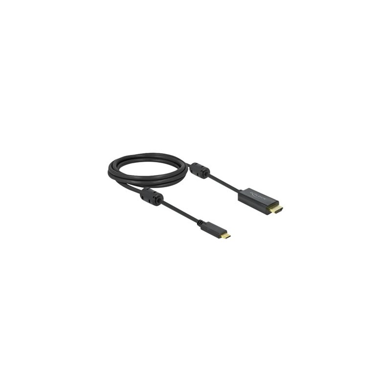 Delock - Kabel video/audio - 24 pin USB-C s piny (male) do HDMI s piny (male) - 2 m - černá - podporuje 4K, aktivní
