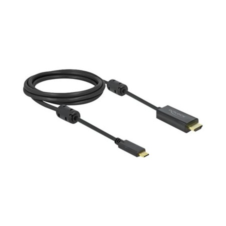 Delock - Kabel video/audio - 24 pin USB-C s piny (male) do HDMI s piny (male) - 2 m - černá - podporuje 4K, aktivní