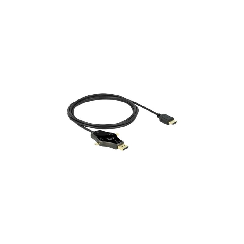 Delock 3 in 1 - Video adaptér - DisplayPort, Mini DisplayPort, USB-C s piny (male) do HDMI s piny (male) - 1.75 m - antracit