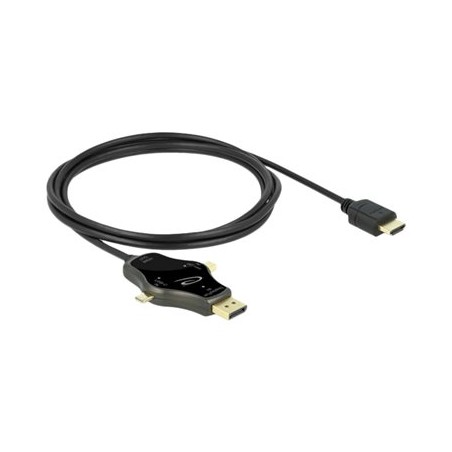 Delock 3 in 1 - Video adaptér - DisplayPort, Mini DisplayPort, USB-C s piny (male) do HDMI s piny (male) - 1.75 m - antracit