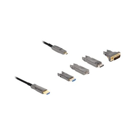Delock - High Speed - HDMI kabel - 19 pin micro HDMI Type D s piny (male) do HDMI s piny (male) - 10 m - hybridní med/optické
