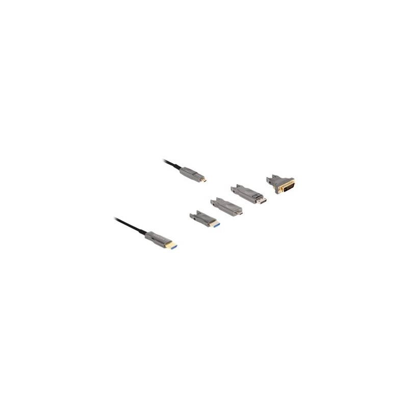 Delock - High Speed - HDMI kabel - 19 pin micro HDMI Type D s piny (male) do HDMI s piny (male) - 20 m - hybridní med/optické