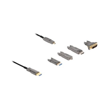 Delock - High Speed - HDMI kabel - 19 pin micro HDMI Type D s piny (male) do HDMI s piny (male) - 15 m - hybridní med/optické