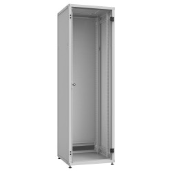 Solarix LC-50 - Rozvadec stojanový skrín - 600x600, sklenené dvere - svetle šedá, RAL7035 - 42U - 19"