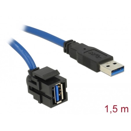 Delock - Prodlužovací šnura USB - USB typ A (M) do USB typ A (F) úhel, keystone - USB 3.0 - 1.5 m