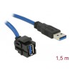 Delock - Prodlužovací šnura USB - USB typ A (M) do USB typ A (F) úhel, keystone - USB 3.0 - 1.5 m