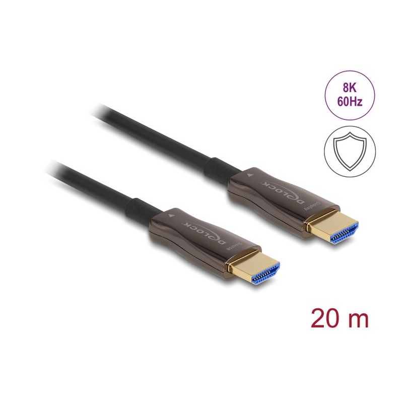 Delock - High Speed - HDMI kabel - HDMI s piny (male) do HDMI s piny (male) - 20 m - hybridní med/optické vlákno - cerná