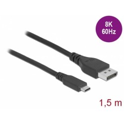 Delock - Kabel DisplayPort - 24 pin USB-C (M) do DisplayPort (M) - USB 3.2 Gen 2 / DisplayPort 1.4 - 1.5 m - podpora 8K60Hz