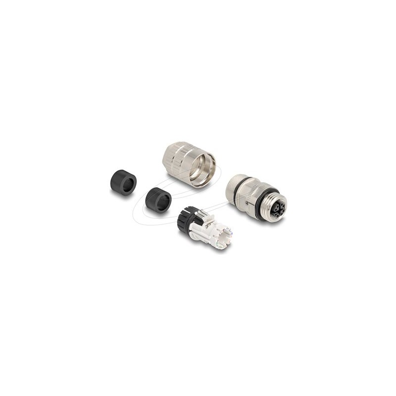 Delock - Sítový konektor - 8 pin M12-X (F) - CAT 6a - IEEE 802.3an