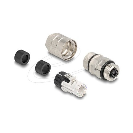Delock - Sítový konektor - 8 pin M12-X (F) - CAT 6a - IEEE 802.3an