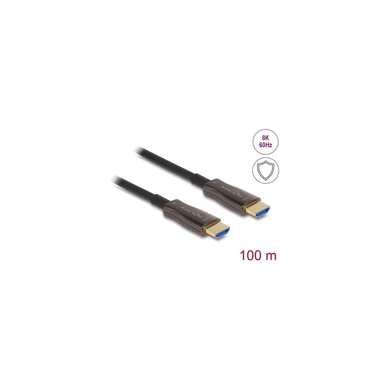 Delock - High Speed - HDMI kabel - HDMI s piny (male) do HDMI s piny (male) - 100 m - hybridní med/optické vlákno - cerná